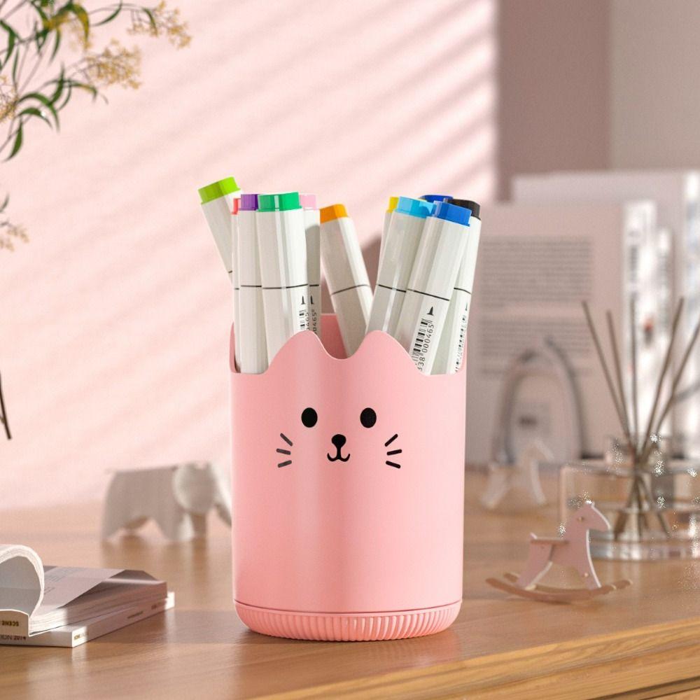 

Phone Holder Pencil Holder 360 Degree Rotating Pencil Display Cup Cosmetics розовый