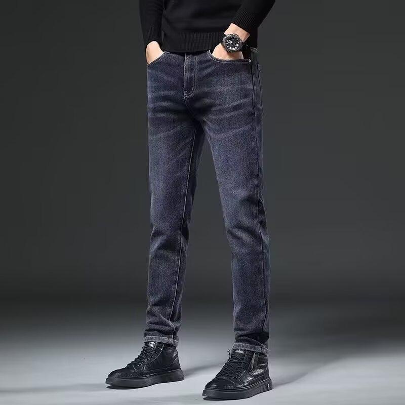 

Мужские облегающие эластичные джинсы прямого кроя - Коллекция Осень/Зима 2024 31 синий/серый