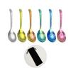 Crystal-Colored Pure Titanium Antibacterial Soup Spoon with Hammered Large Round Head