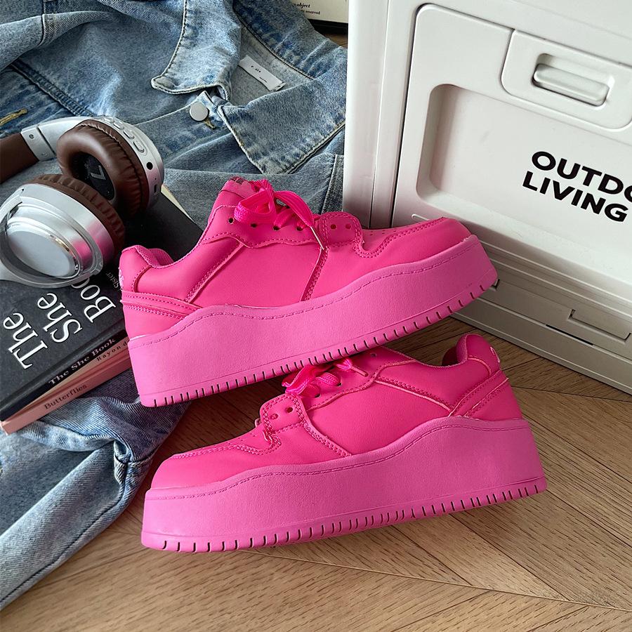 2026 Autumn Leather Platform Sneakers for Women Shoes Thick Sole Casual Shoes Woman Lace-up Fashion Outdoors Walking Shoes