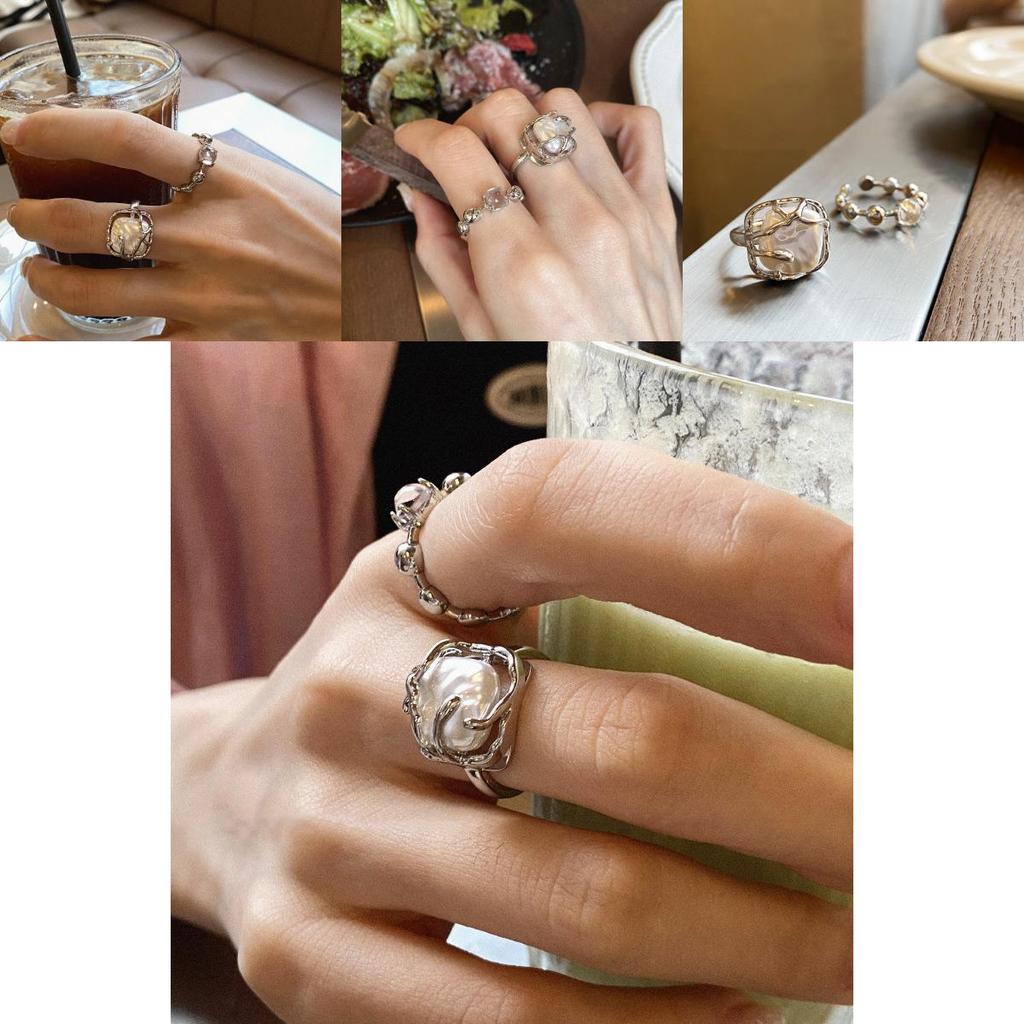 Chic 2023 Ins Style Retro Baroque Pearl Ring For Women Fashion Jewelry Accessory