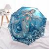 1 PC Automatic Folding Umbrella -Blue Gemstone Baroque Truck Pattern,Portable & Foldable Design with 8 Ribs,Christmas Birthday Gifts