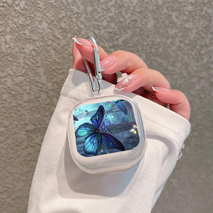 

Clear Earphone Cases Cover With Hook Case For Samsung Galaxy Buds 3Pro 3 FE 4Pro 4 Pro 2 2Pro Live Cartoon Butterfly Pattern Buds 3