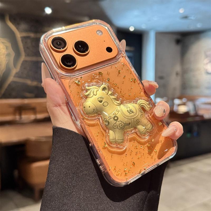 Gold Foil Resin Case for iPhone 17 PRO MAX: Get Rich Fast, Creative Protective Case for Apple 16 PRO.