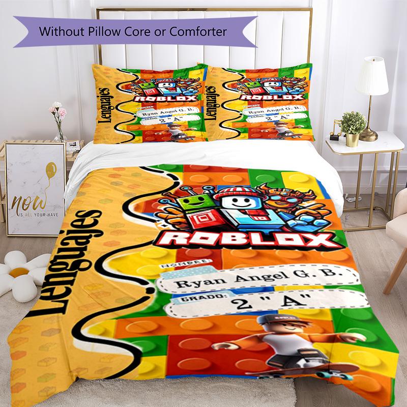 Roblox Bedding Set Breathable Duvet Cover with Pillowcases Decorative Bed Linen for Bedroom Home Decoration Birthday Gift