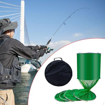 Collapsible Fishes Keeping Net Barrel Anti-hang Thickened with Storage Bag Fishing Tools