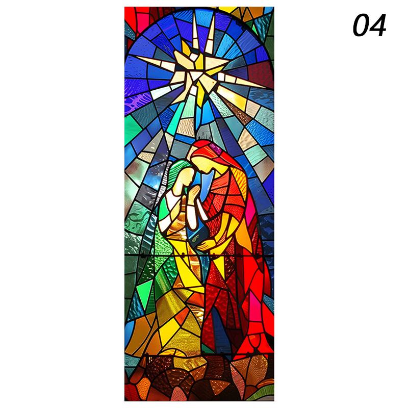 Europeisk Retro Kyrka Insynsskydd Fönsterfilm Färgglada Glasmålning Fönsterdekaler Ogenomskinliga Självhäftande Heminredning Konstdekaler