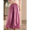 Johnature Damen Vintage Hose mit weitem Bein, einfarbig, Sommerhose mit elastischer Taille, lockere Freizeithose