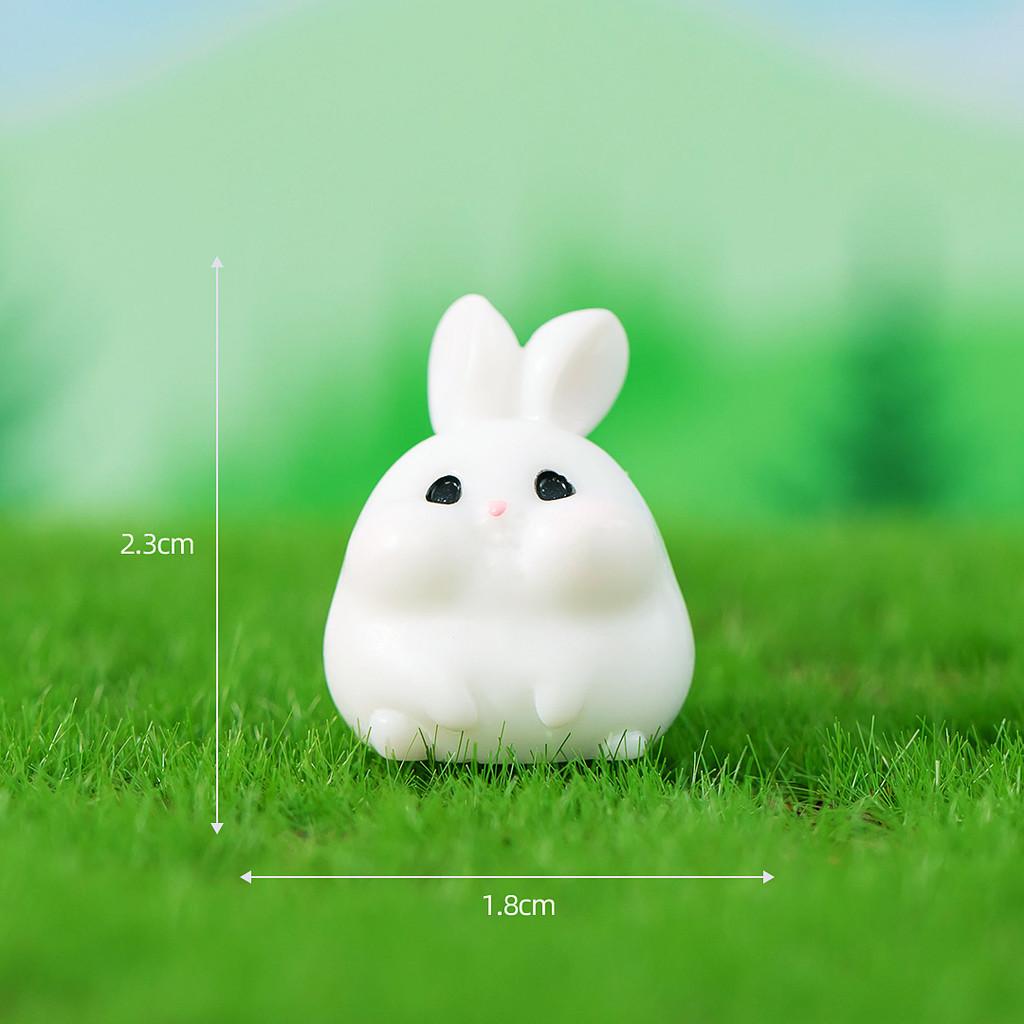 Adorable Resin Miniature Fat Bunny Figurines Diy Desktop Decor Cute Cartoon Style