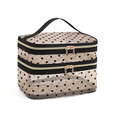 Large Capacity Cosmetic Bag Travel Essentials Storage Bag Women's Double Layer Cosmetic Bag
