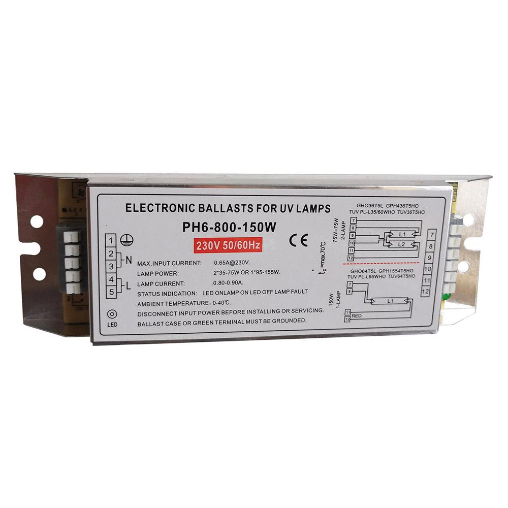 UV Lamba Elektronik Balast PH6-800-150W Aydınlatma Balastı 2x35W-75W veya 1x95-150W
