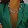 Women Necklace Retro Punk Short Thick Clavicle Link Chain Girls Choker Jewelry for Party Birthday Silver