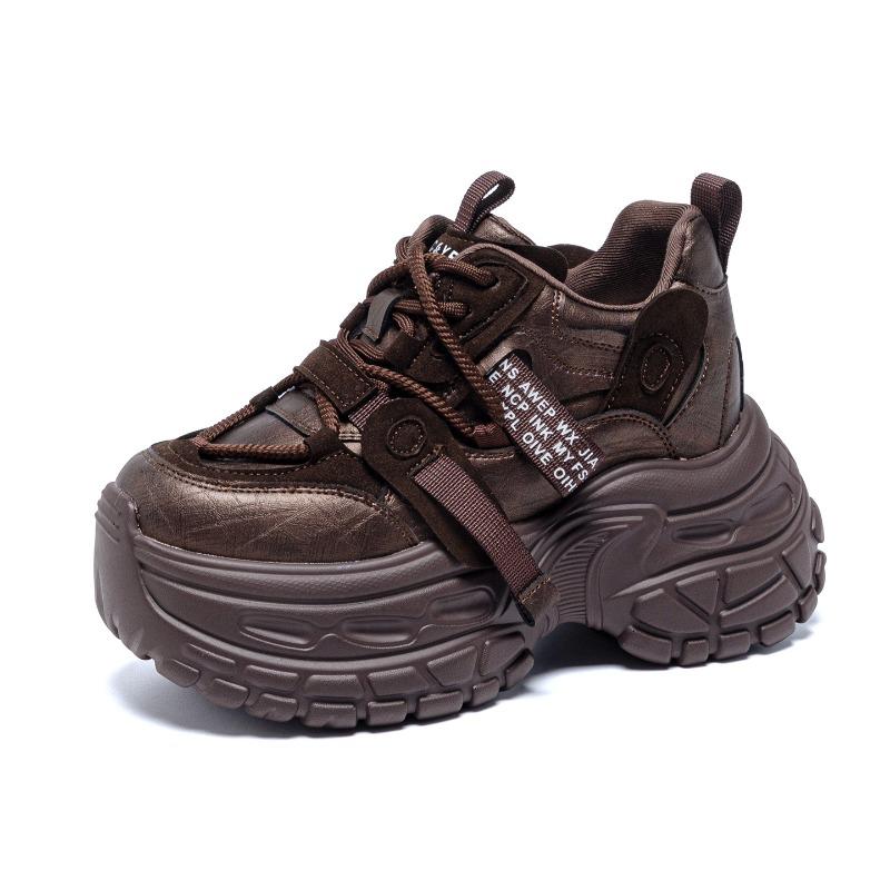 

2 Spring new casual fashion versatile small inner height increase explosive version sports women s shoes platform dad shoes women 40 коричневий