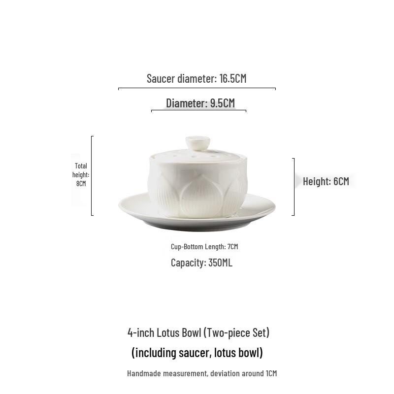Wutuo Ceramic Lotus Stew Pot Set with Saucer