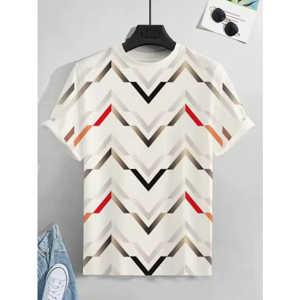 Abstraktes Zeichentrickfiguren-Muster Aufgedrucktes Rundhals-T-Shirt Sommerlich Lässig Mode Kurzärmeliges Oberteil Damenbekleidung
