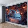 2D Pirate Ship Wall Tapestry, Cave View Ocean Adventure Art Wall Hanging for Home Decoration