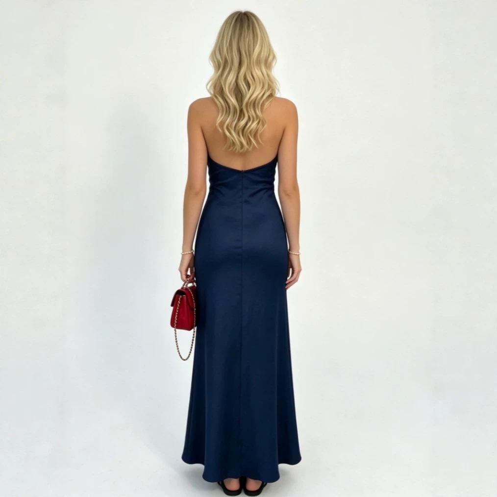 European and American Summer New Women's Clothing Elegant Backless Waist Evening Dress Long Dress