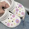 18PCS Fashion Shoe Charms Set Accessories Hole Shoe Buckle Summer Light Purple Fresh Daisy DIY Shoes Decorations for Bogg Bag