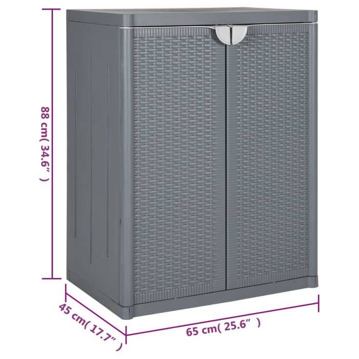 VidaXL Garden Storage Cabinet Grey 65x45x88 Cm PP Rattan 364062