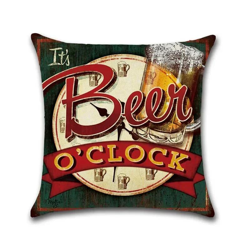 Federa Cuscino Stile Retro Birra Vino Tessuti per la Casa Copricuscino Decorativo per Divano Festa Bar Federa