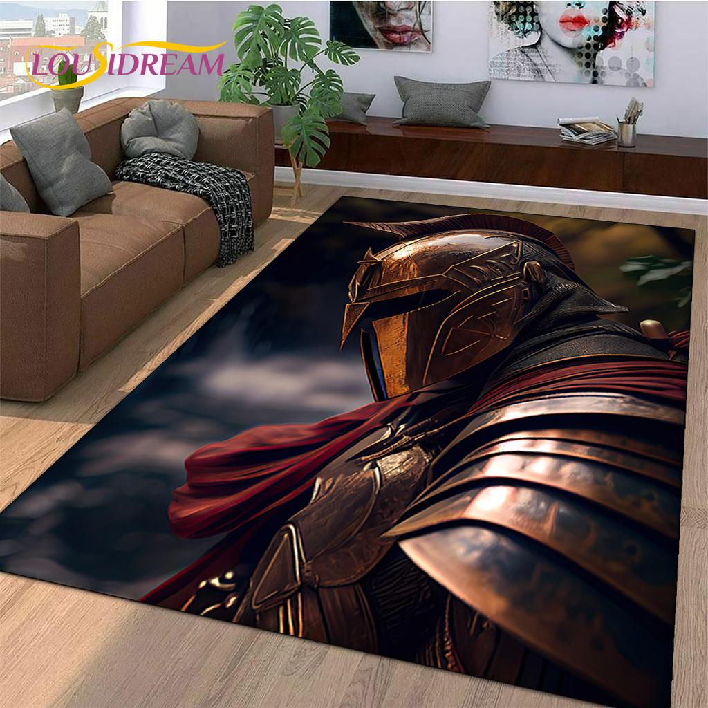 Rycerz Templariusz Kawaler Krzyżowiec Kreskówkowy Dywanik do Salonu Sypialni, Antypoślizgowa Dekoracja na Sofę Wycieraczka Prezent dla Dziecka