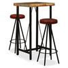VidaXL Bar Set 3 Pcs Solid Recycled Wood and Genuine Leather Stools 275139