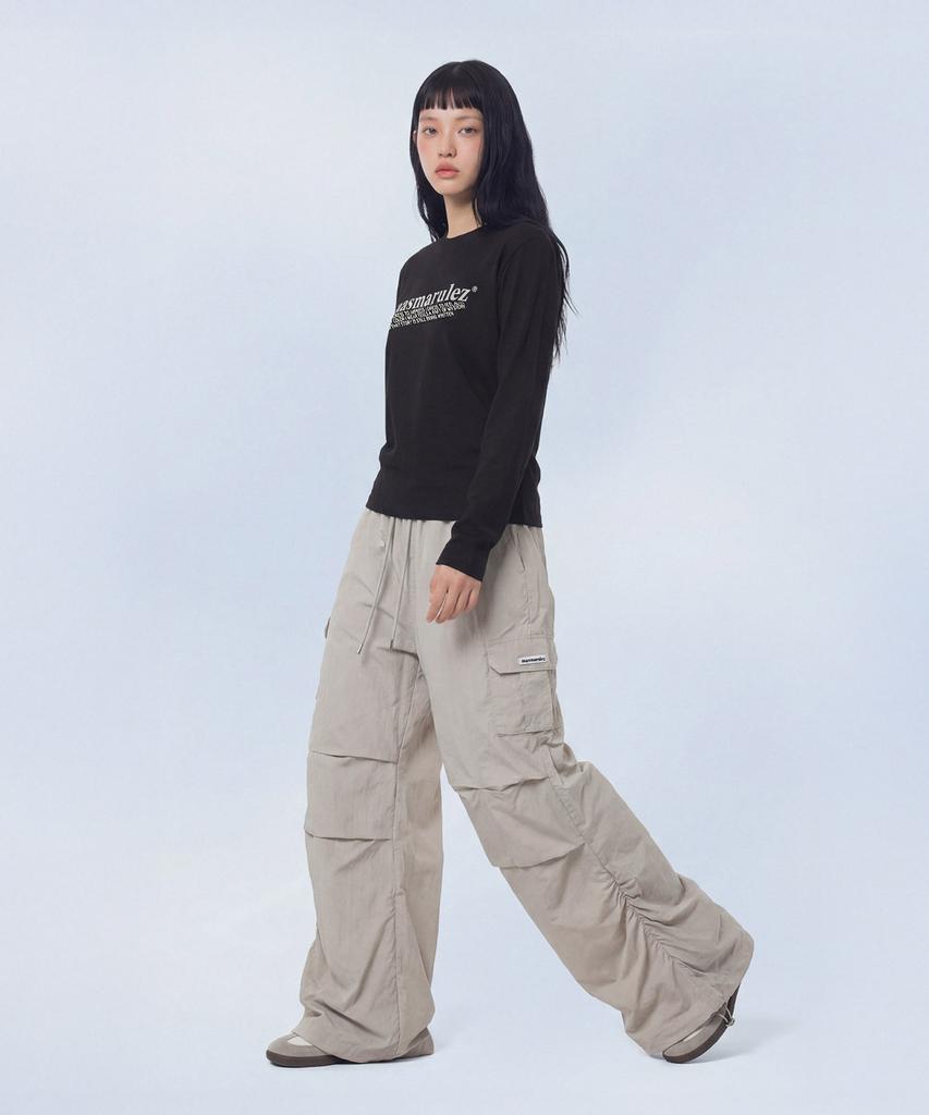 Maseumaluljeueopaeleol Essential Parasuit Shirring Cargo Pants_Light Gray