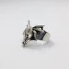 Adjustable Open Ring Men Women Vintage Bat Punk Style Plated Retro Fashion Statement Halloween Accessory