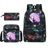 Large Capacity Schoolbag with Shoulder Strap; Student Three-piece Pencil Case Set