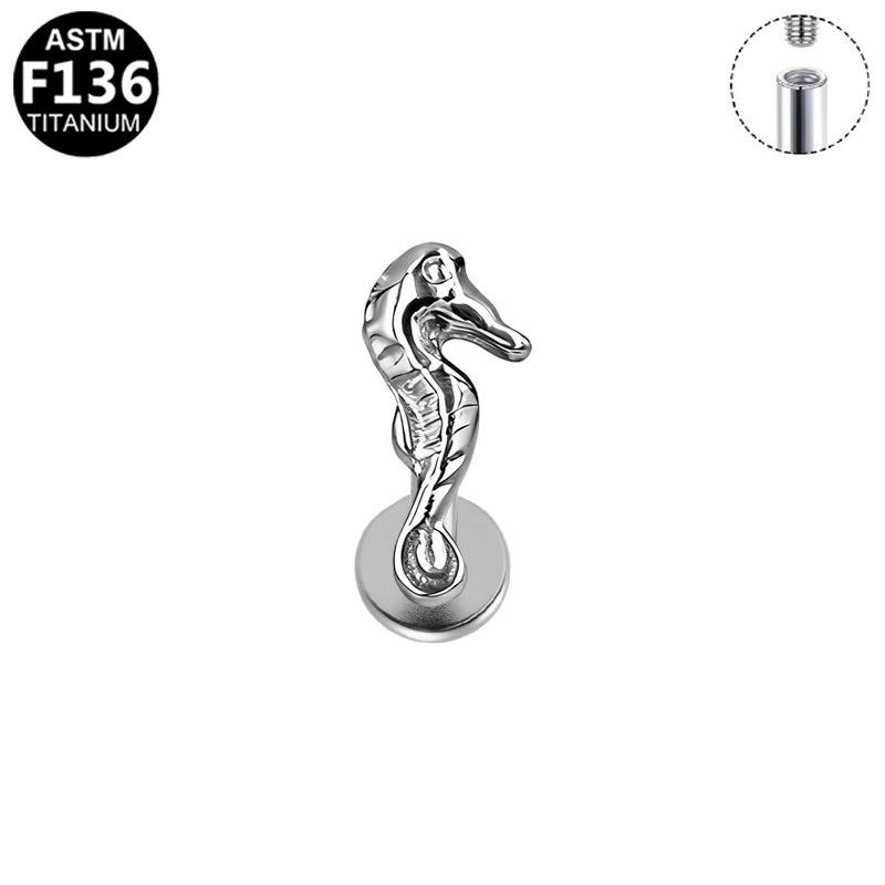 G23 Titanium Alloy Medical Grade Seahorse Ear Stud Piercing Jewelry