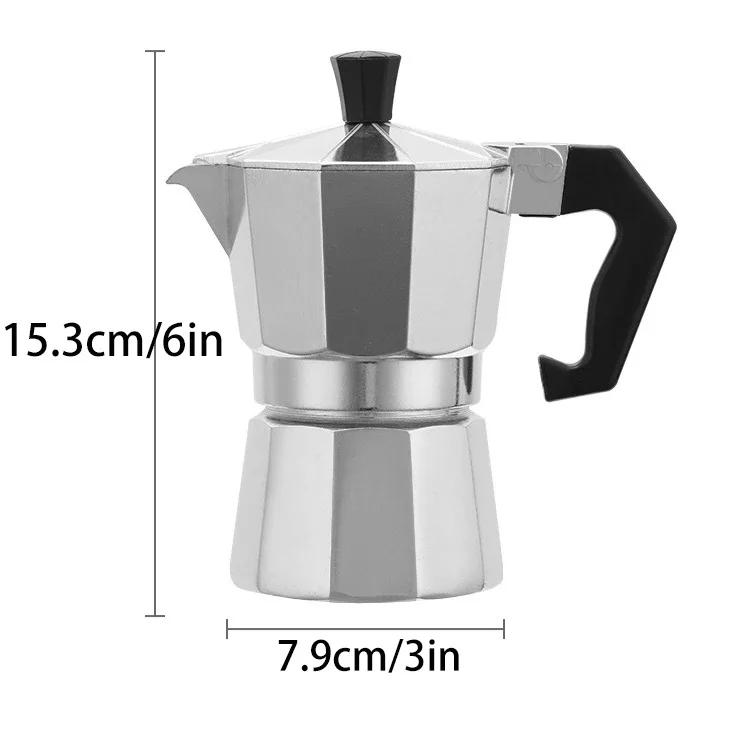 Aluminium Moka Kanne Kaffeemaschine in verschiedenen Größen (50/100/150/300ml) - Langlebiger Espressokocher für den Heimgebrauch & Outdoor-Camping