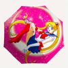 Sailor Moon Crescent Moon Pink Background StickerUmbrella, Portable 3-Fold Compact Umbrella for Men & Women Gift