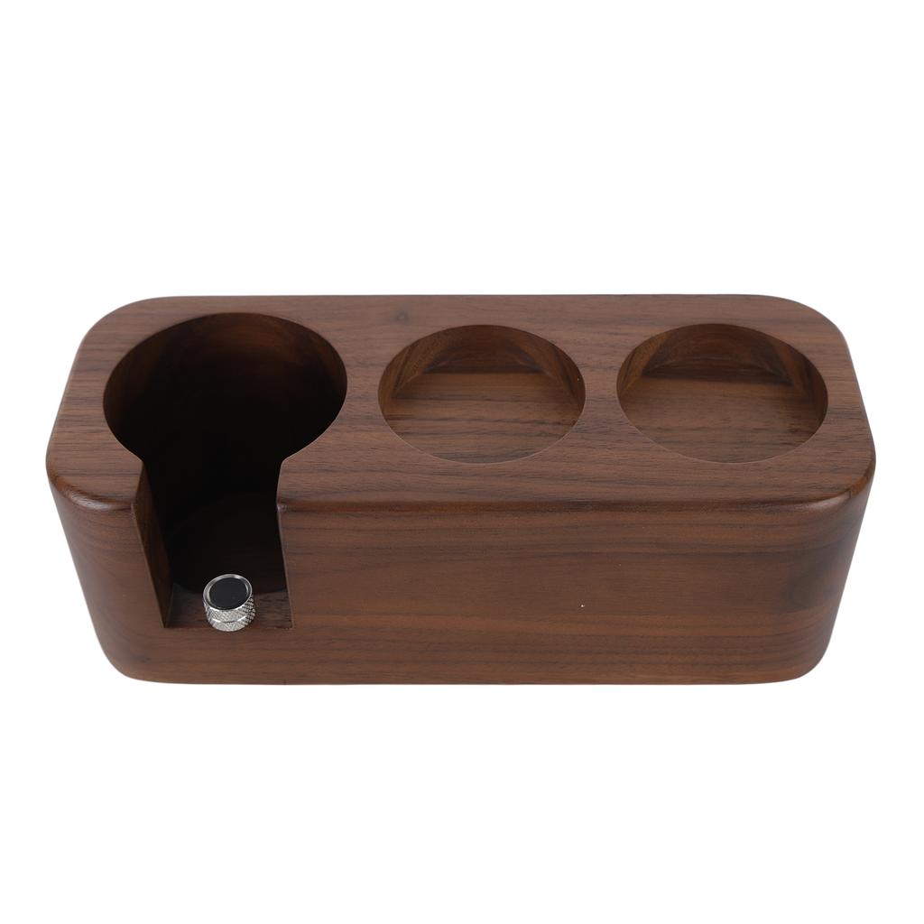 Coffee Tamper Holder 3 Holes Walnut Wood Prevent Slip Stable Coffee Tamping Station 58mm   2.3in