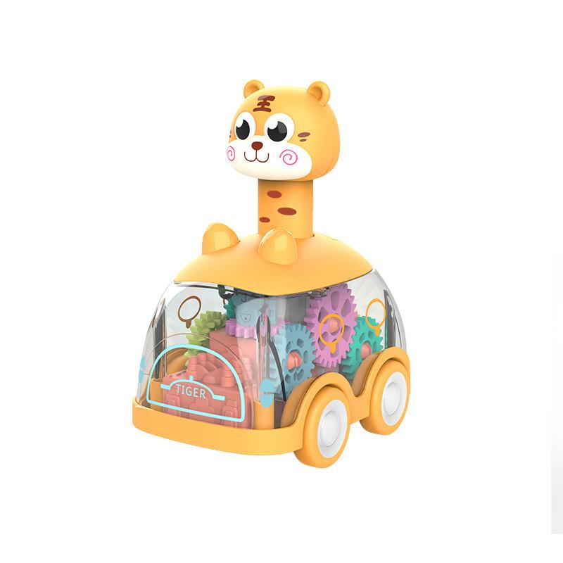 Cartoon Tiger And Deer Animal Inertial Lightup Toy Car For Toddlers And Early Learning