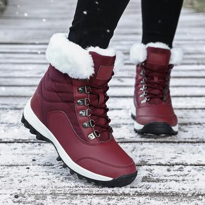 Winter Übergröße Schneestiefel für Damen Outdoor-Reisen, dicke und plüschige warme Schuhe, hohe Stiefel für Mütter, Schuhe