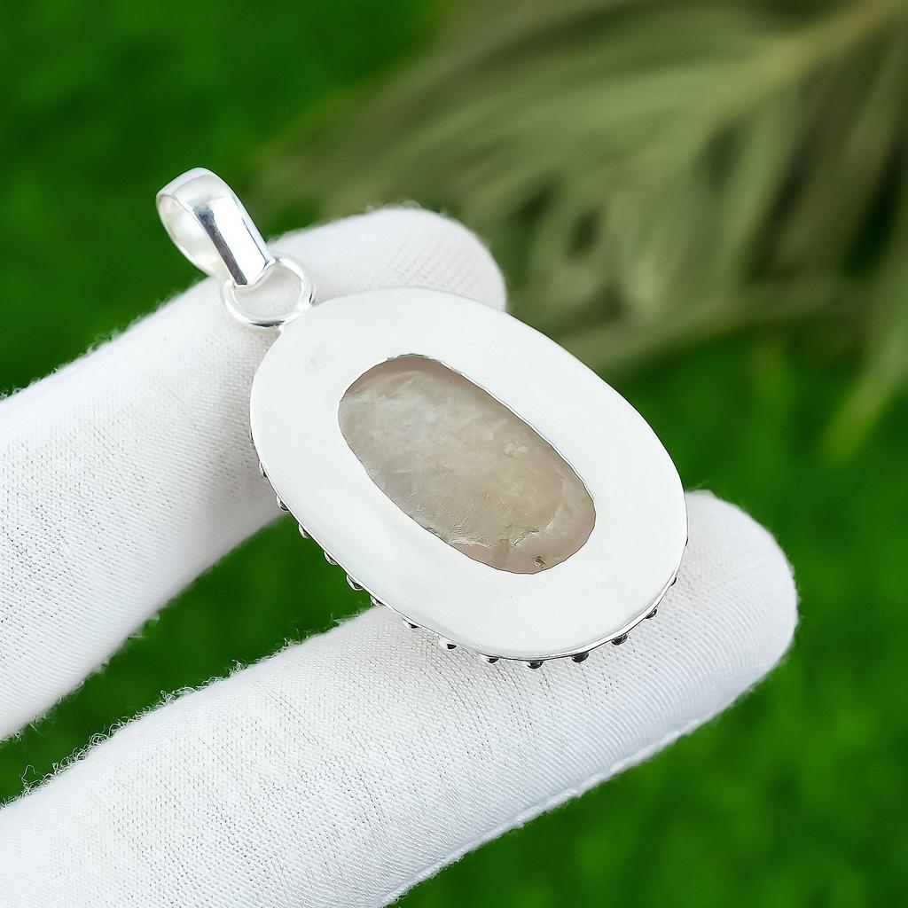 Gift For Her 925 Sterling Silver Natural Rose Quartz Gemstone Jewelry Pendant
