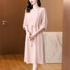 Elegant Plus Size V-Neck Mulberry Silk Dress - Age-Reducing & Slimming