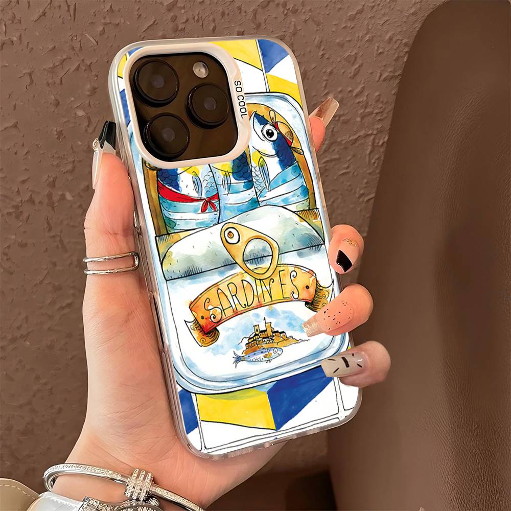 Sardines Fish Art Color Phone Case For IPhone 17 16 15 14 13 12 11 Pro Max Plus Pro Shell