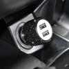 Nová nabíječka do auta Bling USB 5V 2.1A rychlý adaptér se dvěma porty Růžový dekor do auta Styling do auta Diamantové příslušenství do auta Interiér pro ženu