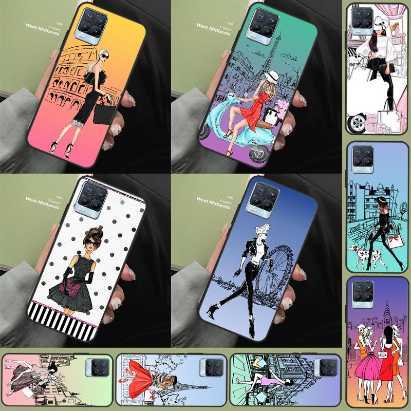 Fashion Girl For Realme 11 10 12 13 14 Pro Plus GT 5 6 6T GT7 Pro C67 C61 C53 C51 C21Y C25S C55 C75 Case
