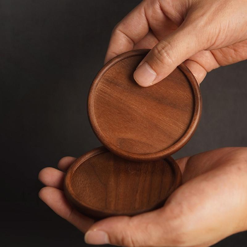 4Pcs Wood Coaster for Drink Table Protective Wooden Round Pad for Coffee Table Cup Coaster Mats Home Decorations
