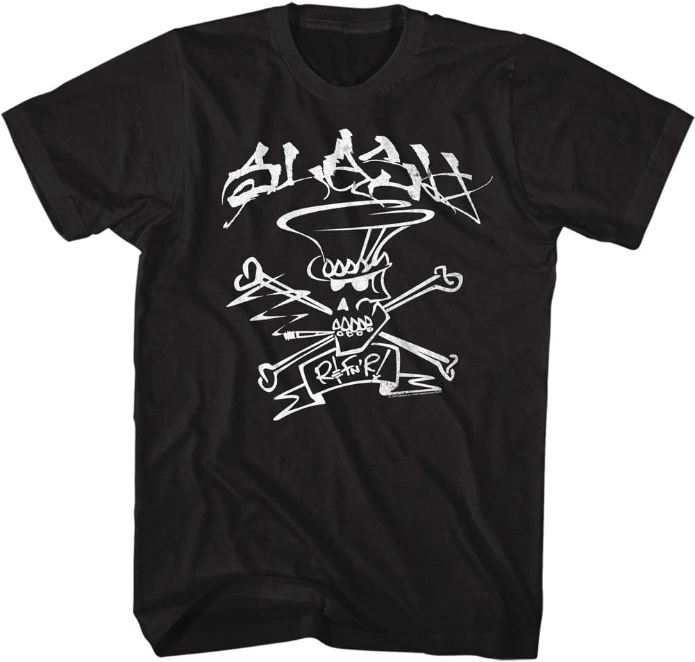 American Classics Slash Musician Graffiti Slash Skull & Bones & Hat Image Adult Short Sleeve T-Shirt S