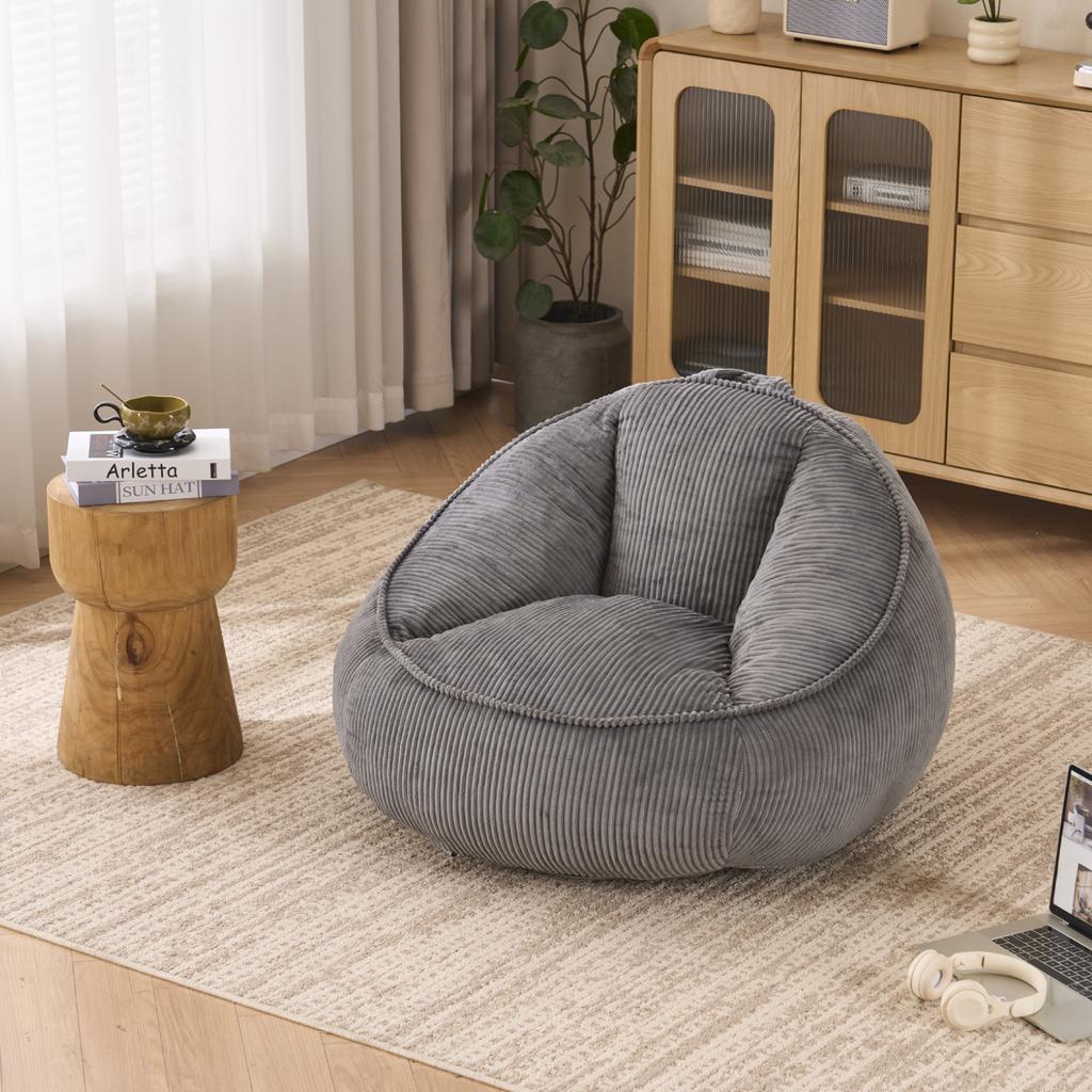 Sitzsack, Sitzsack für Erwachsene und Kinder, für Wohnzimmer, Schlafzimmer, Spielzimmer, Büro - Mittel (Hellgrau)