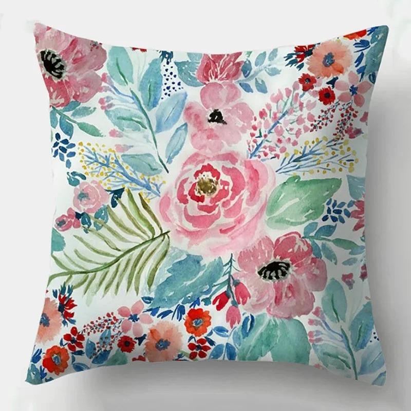 Elegant colorful bright floral decoration sofa cushion pillow case living room bedroom decoration cushion cover home decoration