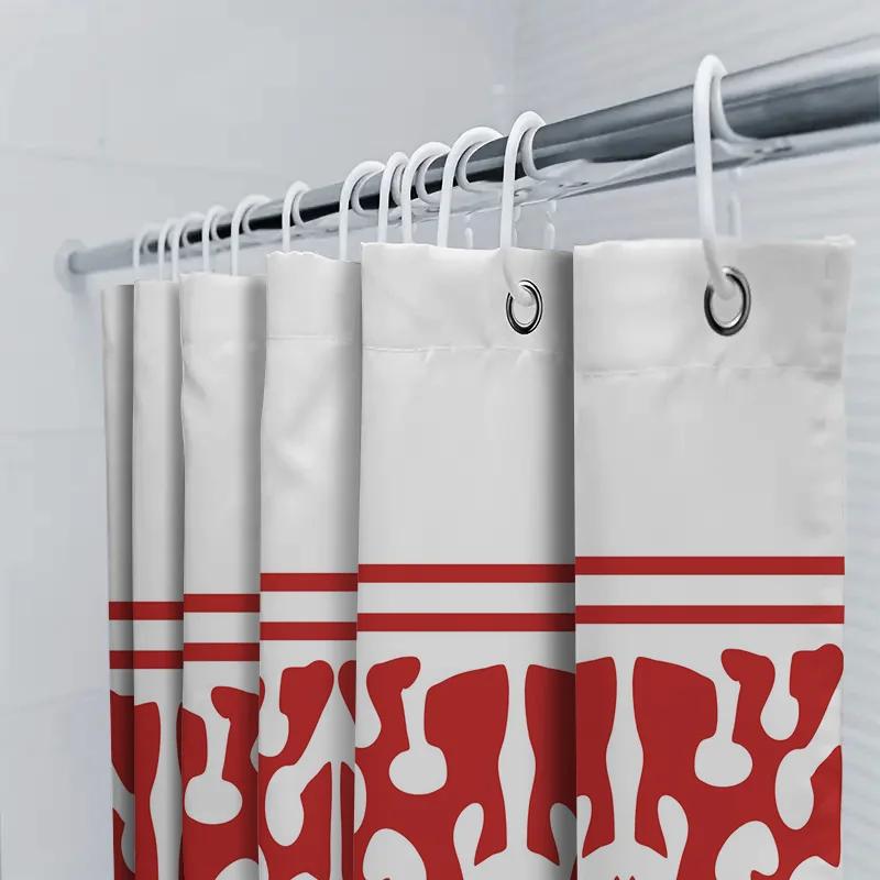Modern Red White Shower Curtain Decorative Waterproof Bathroom Shower Door Panel Home Decoration (180X275Cm) Available On Aliexp
