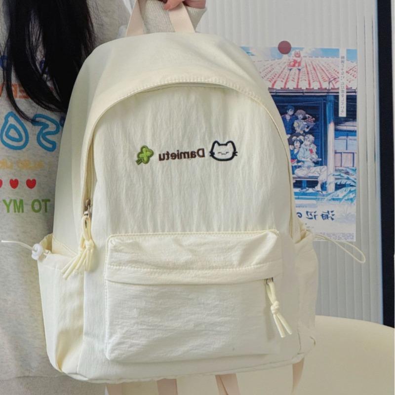 School Bag Female Japanese Cute Cartoon Kitten Soft Girl College Style Backpack Mori Candy Color Large Capacity Backpack