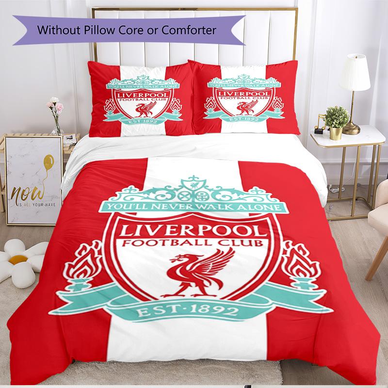 Set copripiumino 3 pezzi (1*Copripiumino + 2*Federe, Senza Nucleo), Set Biancheria da Letto Morbido Stagione Unica Liverpool F.C. Stampa, Regalo Decorazione Camera da Letto Casa