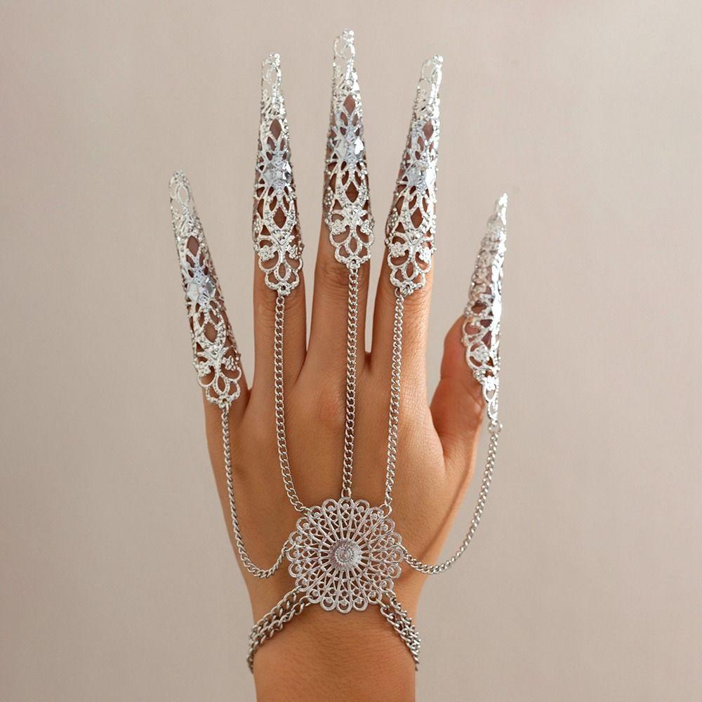 Gioielli per le Mani Braccialetti da Dita Gotici Anelli per Dita Punk Punk Nuovi Braccialetti a Catena per Dita e Polso Donna