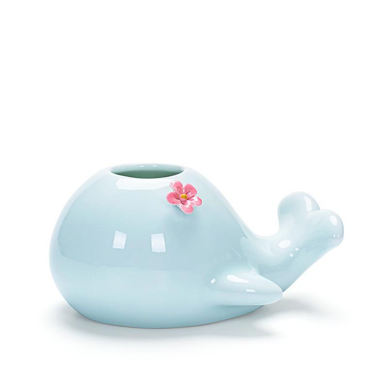 3D Home Furnishing Crafts Hydroponic Flower Inserted Creative Celadon Whale Elephant Flower Pot,home Ceramic Pot Vase Decoration