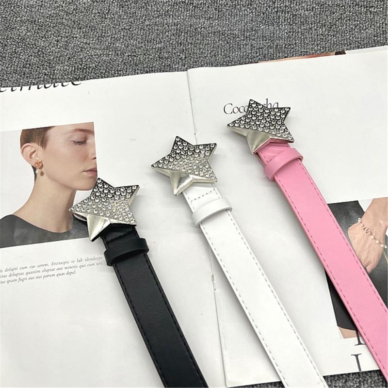 Adult Harajuku Belt with Rhinestone Light Luxurious Ladies Locomotive Waistband